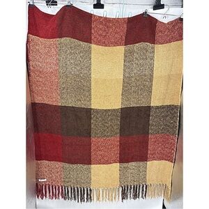 Restoration Hardware Large Chenille Fringed Plaid Throw/blanket  77 x 50”